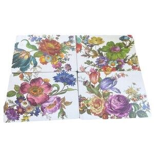 MacKenzie Childs NO. 32612 Flower Market Corked Placemat Set Of Four